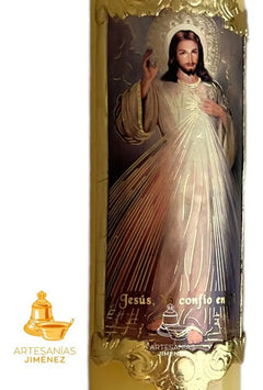 Cirio O Vela De Oración Señor De La Misericordia 22x4 Cm