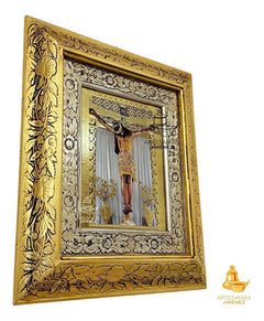 Cuadro Señor De Chalma 45x40 Cm Combinado Oro Y Plata Oro Y Plata