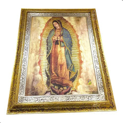 Cuadro Virgen De Guadalupe Religioso Con Marco, Combinado Oro Y Plata, 90x70 Cm Combinado Oro Plata Oro Plata