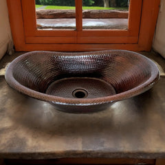Lavamanos O Lavabo De Cobre Martillado 49x29 Cm Patinado Patinado Cobre Envejecido