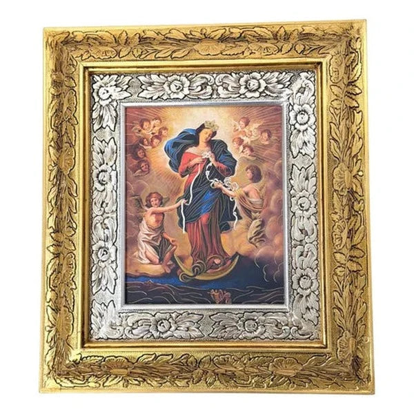 Cuadro De Madera 45x40 Cm San Andres Apostol Oro Y Plata.