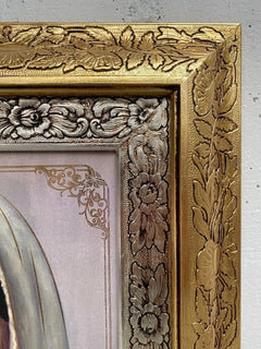Cuadro Rostro De Jesús 60x47 Cm Combinado Oro Y Plata Oro Y Plata