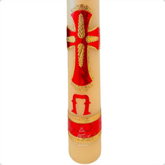 Cirio Pascual Cera De Abeja Decorado 7x50 Cm Rojo