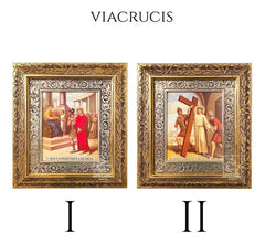 Cuadro Vía Crucis O Viacrucis 15 Piezas 90x70 Cm Oro Y Plata