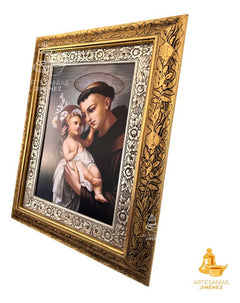 Cuadro San Antonio De Padua 60x47 Cm V2 Combinado Oro Y Plata Oro Y Plata