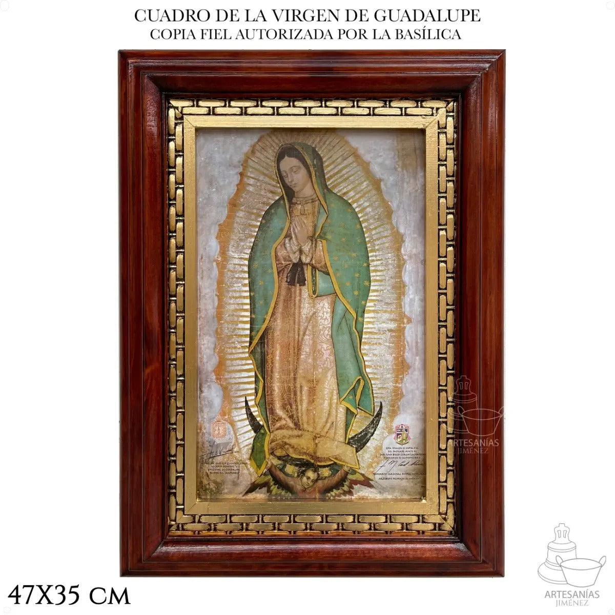 Cuadro Virgen de Guadalupe nogal hoja de oro y plata nogal hoja de oro plata de 47x35 cm en madera — vista 6