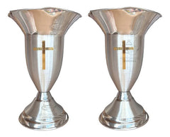 Floreros O Jarrones 40 Cm Iglesia O Capilla Con Cruz Santana Plateado Tulipán