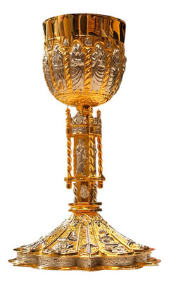 Caliz Barroco Tradicional Para Ordenación Grande Con Patena Combinado Plateado Dorado