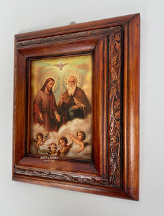 Cuadro Rostro De Jesus Color Nogal Madera De Pino 22x19 Cm Color Nogal