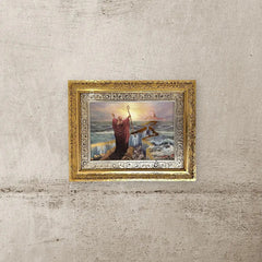 Cuadro El Milagro De Moises Cruzando El Mar Rojo 60x47 Cm Combinado Oro Y Plata Oro Y Plata