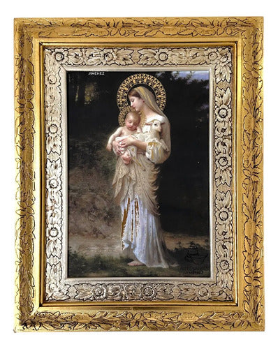 Cuadro Nuestra Señora De La Divina Inocencia 60x47 Cm Combinado Oro Y Plata Oro Y Plata