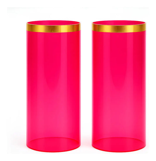 Par de pantallas acrílicas rosa fucsia para cirial litúrgico