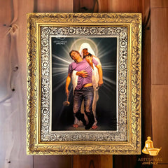 Cuadro Jesus Del Perdon 60x47 Cm Combinado Oro Y Plata Oro Y Plata