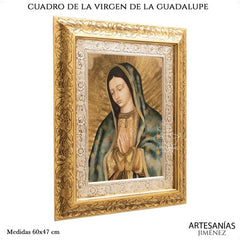 Cuadro Virgen De Guadalupe Busto 60x47 Cm Q119 Combinado Oro Y Plata Oro Y Plata