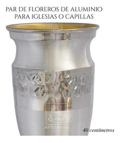 Floreros O Jarrones 40 Cm (par) Iglesia O Capilla Plateado Cuello