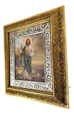 Cuadro San Judas Tadeo 45x40 Cm N02 Combinado Oro Y Plata Oro Y Plata