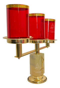 Candeleros De Tres Luces (2 Piezas) Cuadrados Con Pantallas Rojo