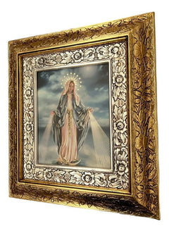Cuadro Virgen De La Medalla Milagrosa 45x40 Cm A#1  Combinado Oro Y Plata Oro Y Plata