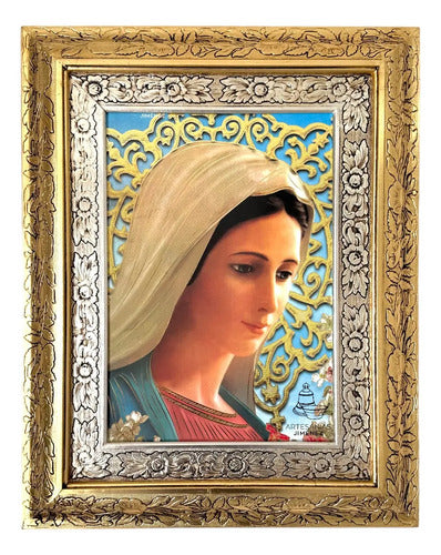 Cuadro De La Virgen De La Paz 60x47 Cm C1 Combinado Oro Y Plata Oro Y Plata
