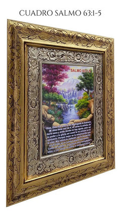Cuadro Salmo 63:1-5 45x40 Cm Combinado Oro Y Plata Oro Y Plata