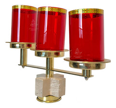 Candeleros De Tres Luces (2 Piezas) Cruces Con Pantallas Rojo