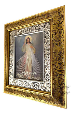 Cuadro Señor De La Misericordia 45x40 Cm Oro Y Plata