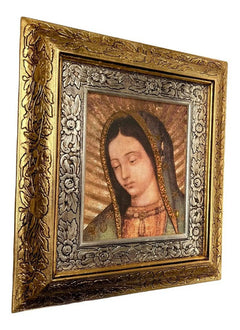 Cuadro Rostro Virgen De Guadalupe Resplandor 45x40 Cm A#1  Combinado Oro Y Plata Oro Y Plata