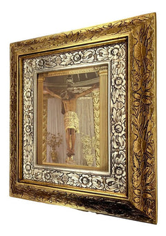 Cuadro Cristo De Chalma 45x40 Cm A#1 Combinado Oro Y Plata Oro Y Plata
