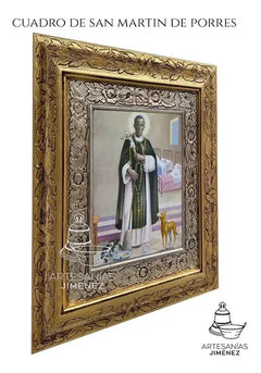 Cuadro San Martin De Porres 45x40 Cm Combinado Oro Y Plata Oro Y Plata