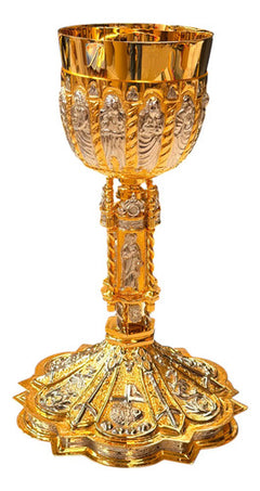 Caliz Barroco Tradicional Para Ordenación Grande Con Patena Combinado Plateado Dorado