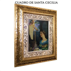 Cuadro Santa Cecilia 45x40 Cm Combinado Oro Y Plata Oro Y Plata