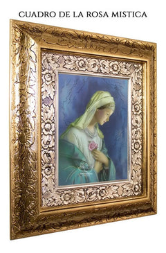 Cuadro Rosa Mistica 45x40 Cm A0903 Combinado Oro Y Plata Oro Y Plata