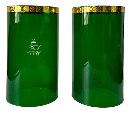 Par de pantallas acrílicas verdes de 11.5x19 cm para candelero litúrgico