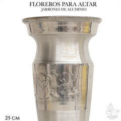 Floreros O Jarrones 25 Cm Para Altar 2 Piezas Plateado Cuello