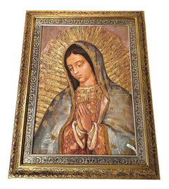 Cuadro Busto Virgen De Guadalupe 90x70 Cm Modelo Italiano Combinado Oro Y Plata Modelo 1