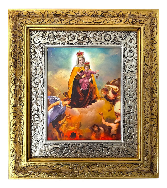 Our Lady of Mount Carmel Framed Picture 45x40 cm, Gold & Silver