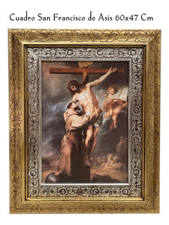 Cuadro San Francisco De Asis 60x47 Cm Combinado Oro Y Plata Oro Y Plata