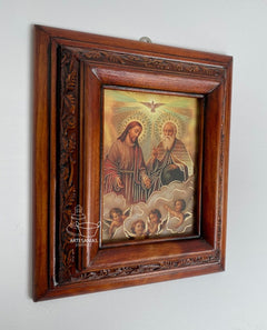 Cuadro Rostro De Jesus Color Nogal Madera De Pino 22x19 Cm Color Nogal