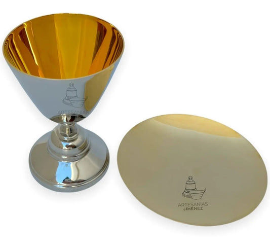 Cáliz mini plateado para iglesia o capilla, de latón, hecho a mano en México