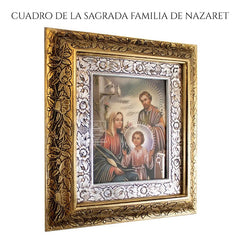 Cuadro Sagrada Familia De Nazaret 45x40 Cm Combinado Oro Y Plata Oro Y Plata