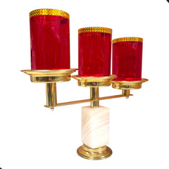 Candeleros De Tres Luces (2 Piezas) Cuadrados Con Pantallas Cruz Y Pez