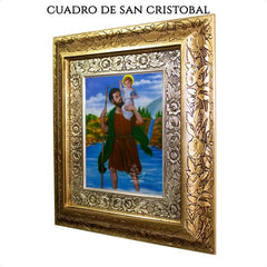 Cuadro San Cristobal 45x40 Cm Combinado Oro Y Plata Oro Y Plata