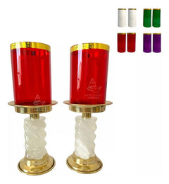Candeleros de mesa para altar con 8 vasos color rojo