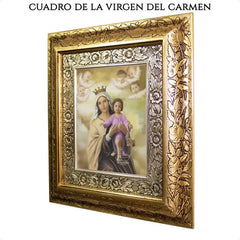 Cuadro Virgen Del Carmen 45x40 Cm Combinado Oro Y Plata Oro Y Plata