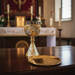 Caliz Para Iglesia O Capilla Con Patena A918 4 Evangelistas