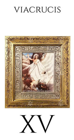 Cuadro Vía Crucis O Viacrucis 15 Piezas 60x47 Cm Oro Y Plata