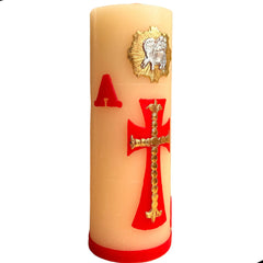 Cirio Pascual (5 Piezas), Vela De Oración Alfa Y Omega 22x8 Beige Alfa Omega Cruz Cordero Variable