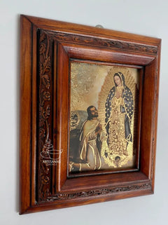 Cuadro Rostro De Jesus Color Nogal Madera De Pino 22x19 Cm Color Nogal