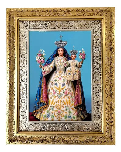 Cuadro Virgen De La Candelaria 60x47 Cm Combinado Oro Y Plata Oro Y Plata