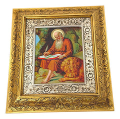 Cuadro De Madera 45x40 Cm San Jeronimo Oro Y Plata